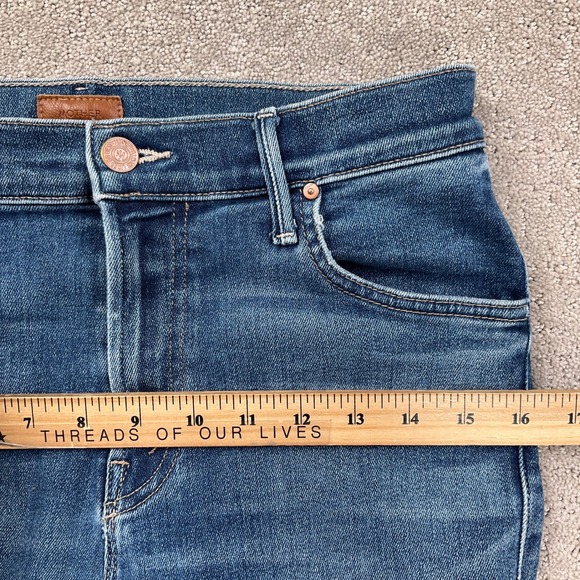 MOTHER Jeans Womens 28 Blue Insider Ankle Fray Sweet Lime Cropped Flare USA VTG - Picture 9 of 15